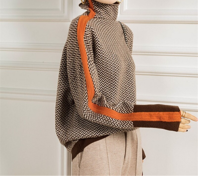 Beatrice - Herringbone Luxe Turtleneck