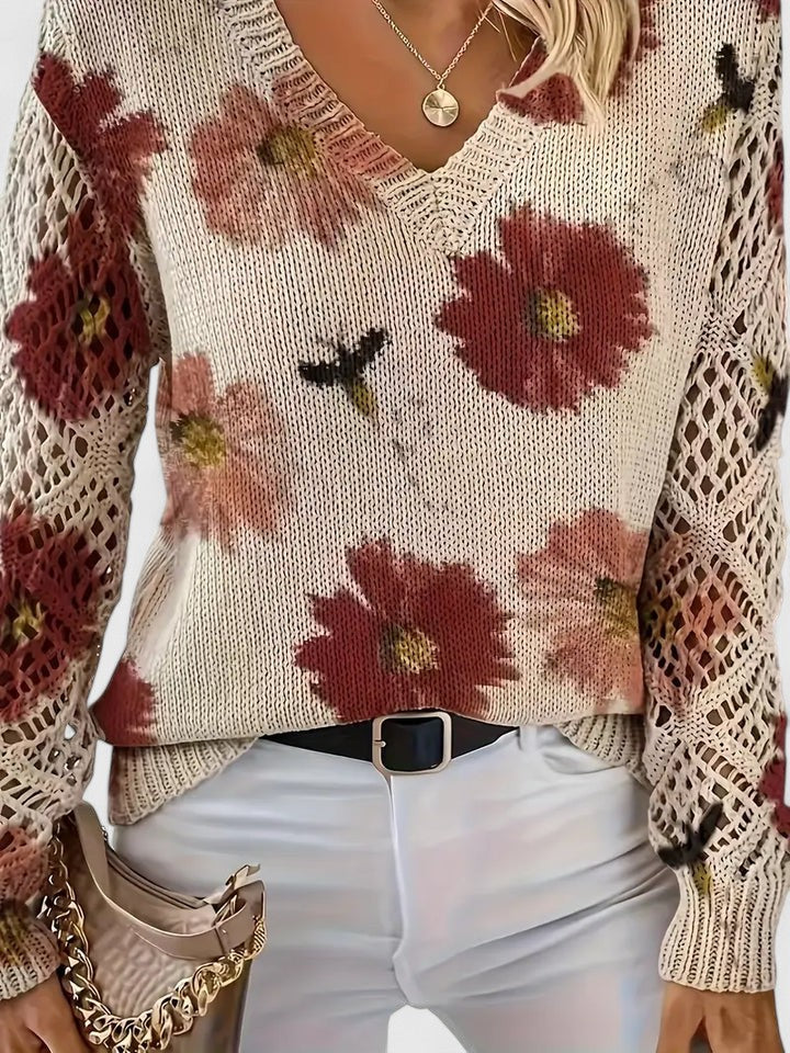 Mabel - Elegant sweater with floral pattern