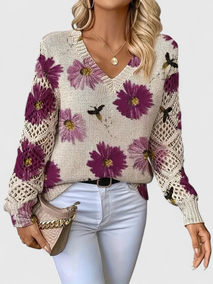 Mabel - Elegant sweater with floral pattern