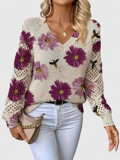 Mabel - Elegant sweater with floral pattern
