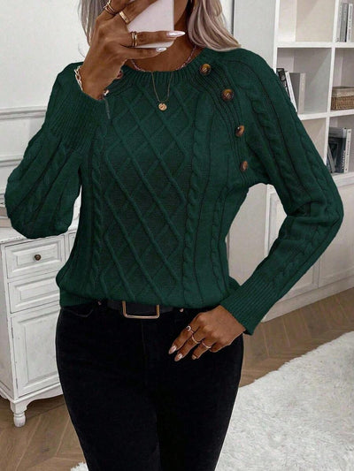 Orla – Button-Detail Cable Knit Sweater