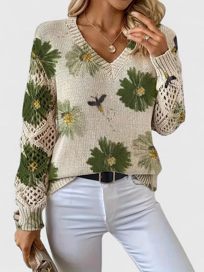 Mabel - Elegant sweater with floral pattern