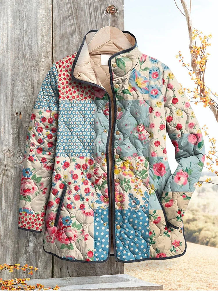 Mia - Charming Floral Quilted Jacket for Women  Vintage Casual Style