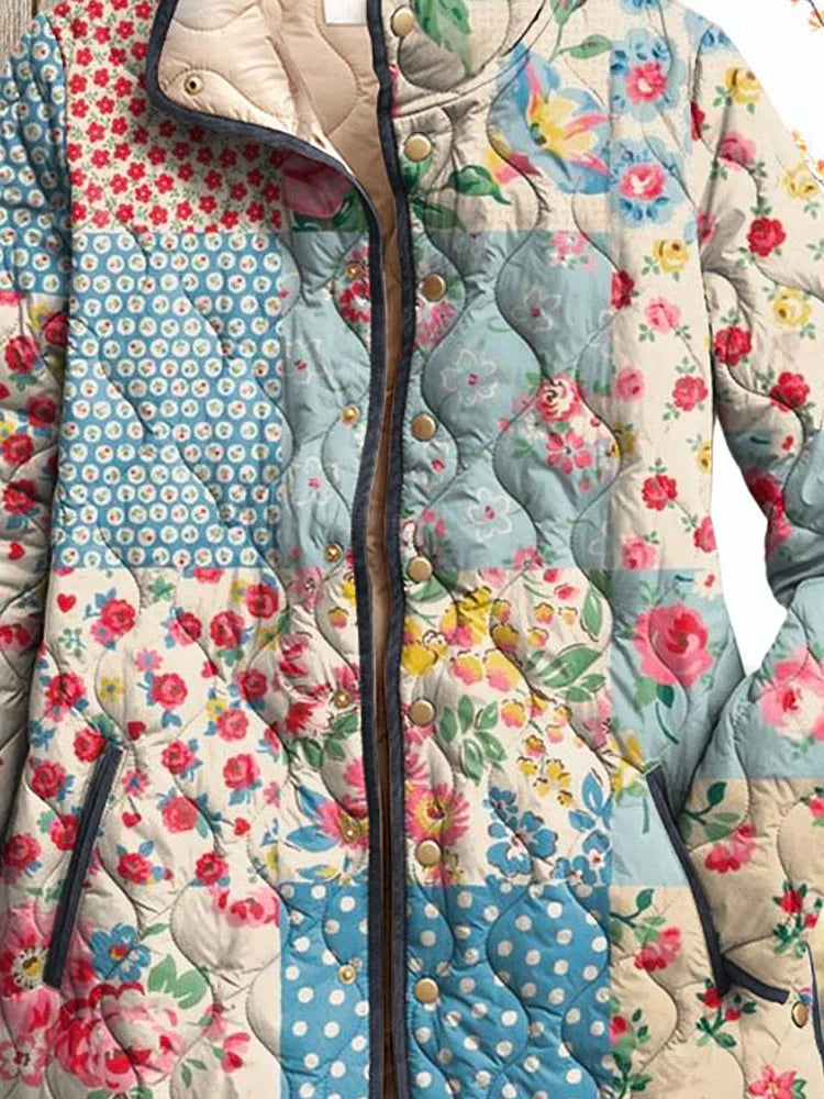 Mia - Charming Floral Quilted Jacket for Women  Vintage Casual Style