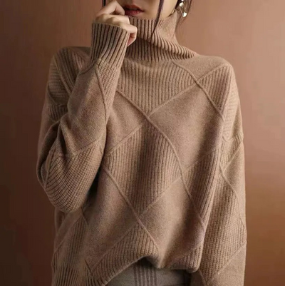 Lottie - Textured Turtleneck Knit Sweater