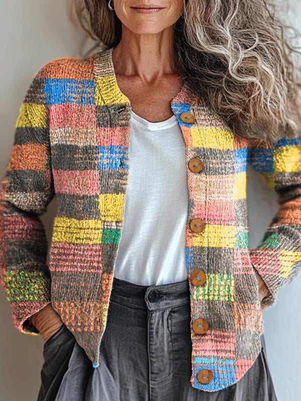 Sky - Trendy Multicolored Checkered Jacket for Style and Comfort
