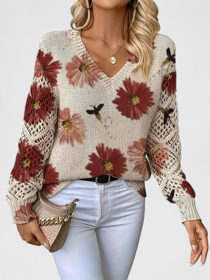 Mabel - Elegant sweater with floral pattern