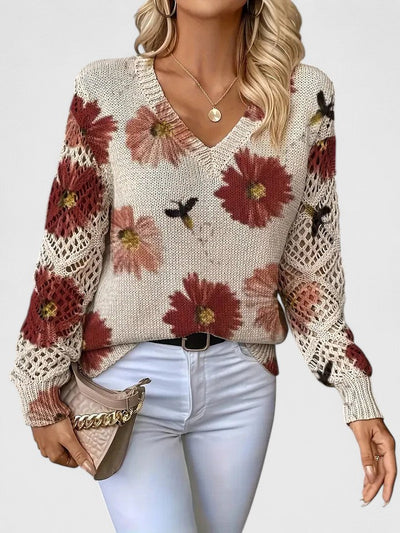 Mabel - Elegant sweater with floral pattern