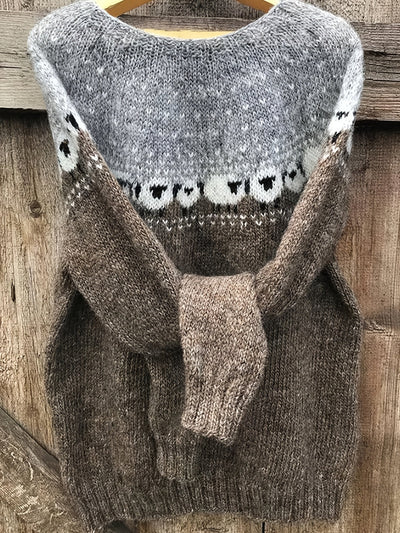 Faith -  Elegant Winter Sweater with Sheep Jacquard Pattern