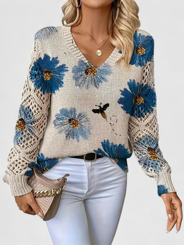 Mabel - Elegant sweater with floral pattern