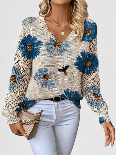 Mabel - Elegant sweater with floral pattern