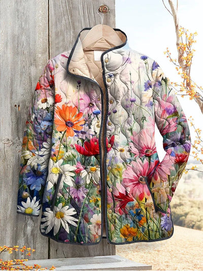 Isla - Charming Floral Print Quilted Jacket for Women - Vintage Casual Style