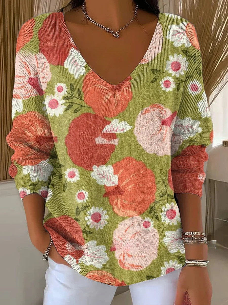 Aaliyah -  V neck knitted sweater