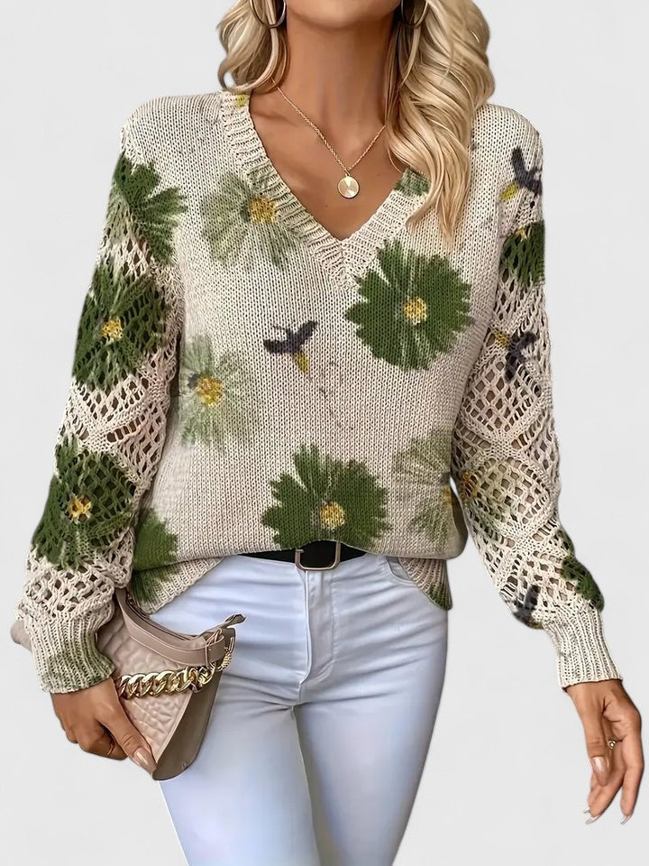 Mabel - Elegant sweater with floral pattern