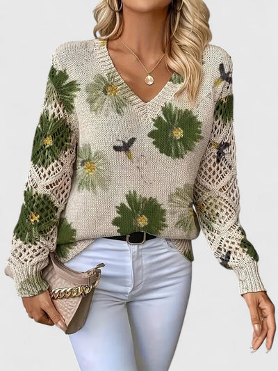 Mabel - Elegant sweater with floral pattern
