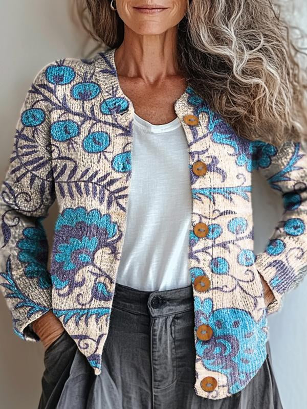 Elspeth - Elegant Flower Patterned Jacket with Style and Comfort