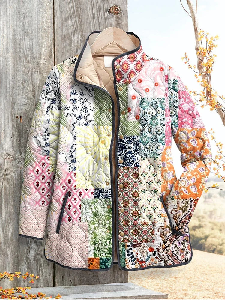 Lily - Casual Quilted Jacket for Women with Floral Print