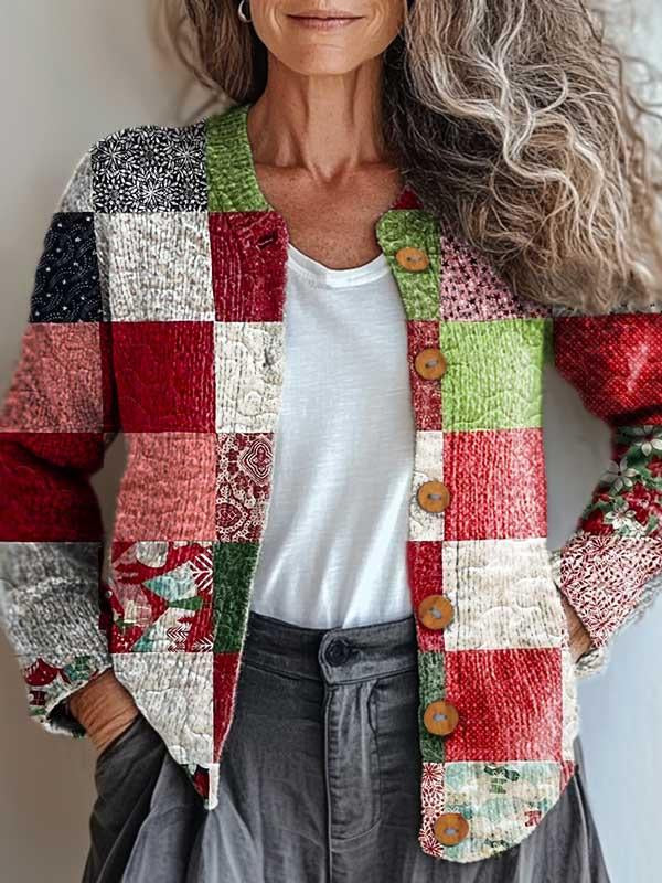 Jemima - Elegant classic quilted jacket in festive Christmas colors