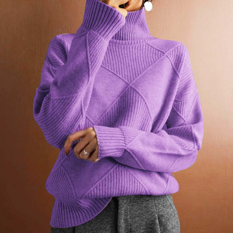 Lottie - Textured Turtleneck Knit Sweater