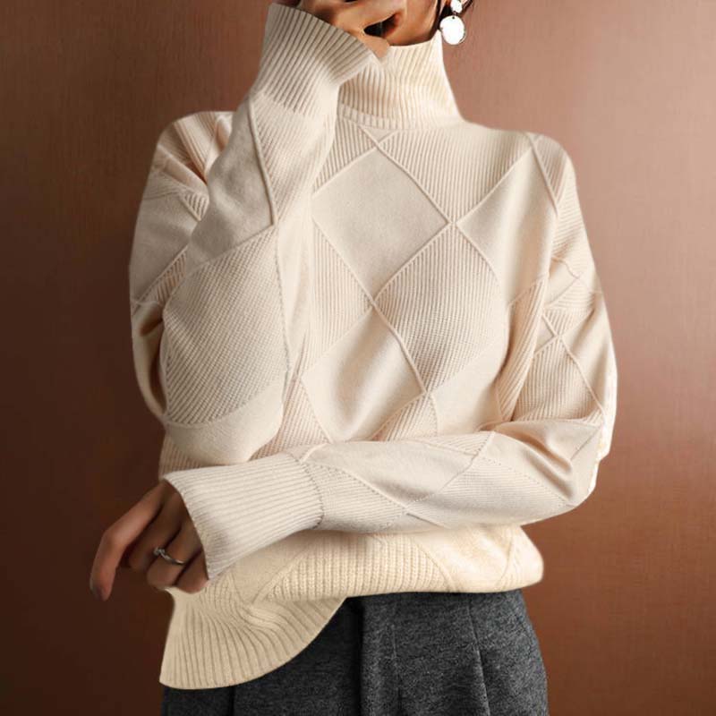 Lottie - Textured Turtleneck Knit Sweater