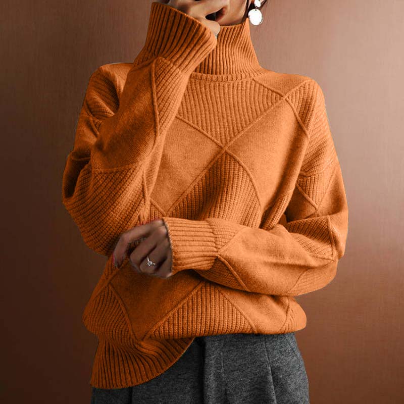 Lottie - Textured Turtleneck Knit Sweater