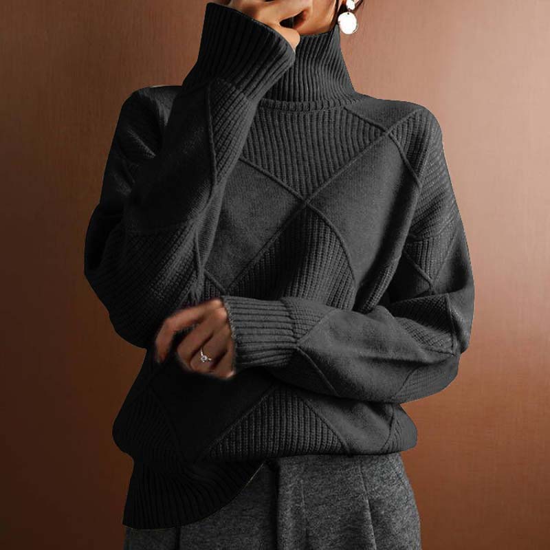 Lottie - Textured Turtleneck Knit Sweater