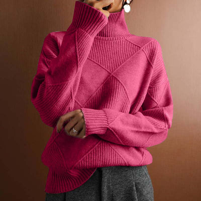 Lottie - Textured Turtleneck Knit Sweater