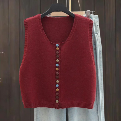 PENNY - COLOR-BUTTON KNIT VEST