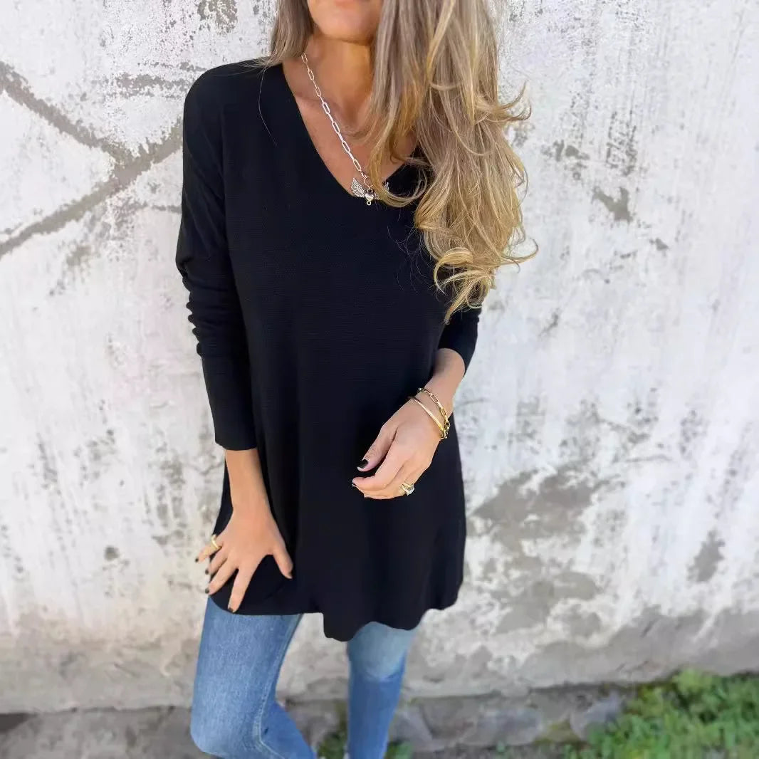 Delilah - Relaxed V Neck Knit Tunic
