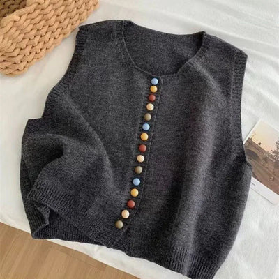 PENNY - COLOR-BUTTON KNIT VEST