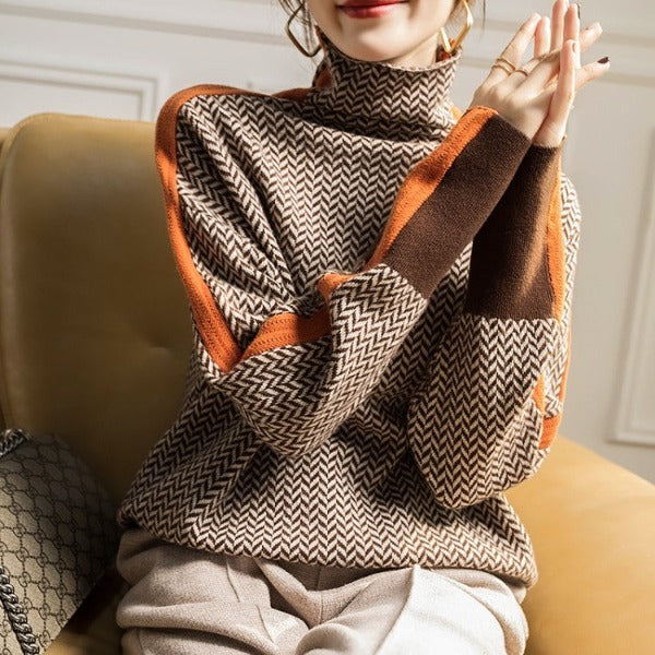 Beatrice - Herringbone Luxe Turtleneck