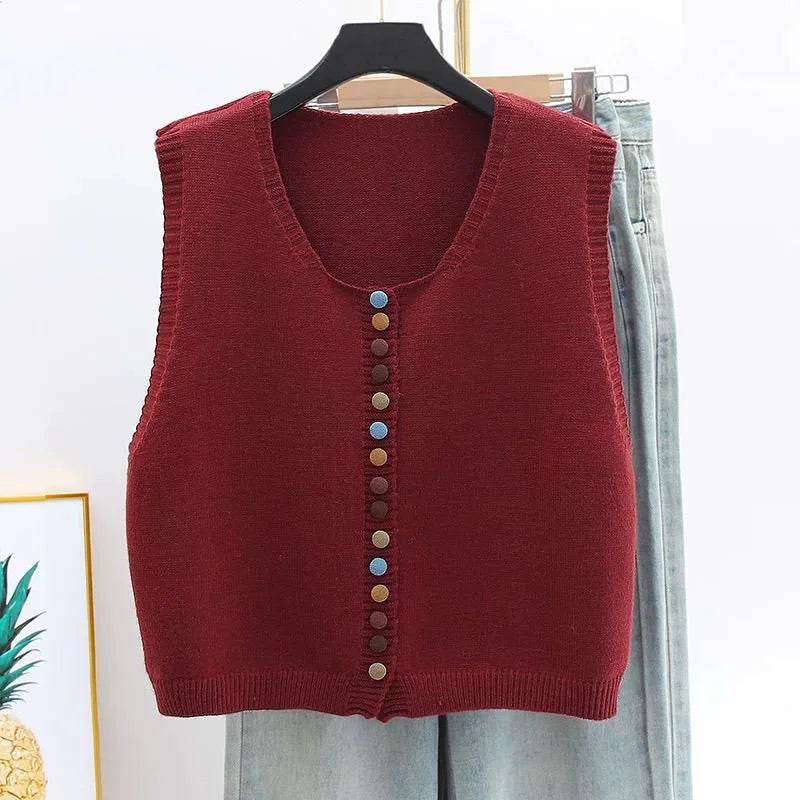 PENNY - COLOR-BUTTON KNIT VEST