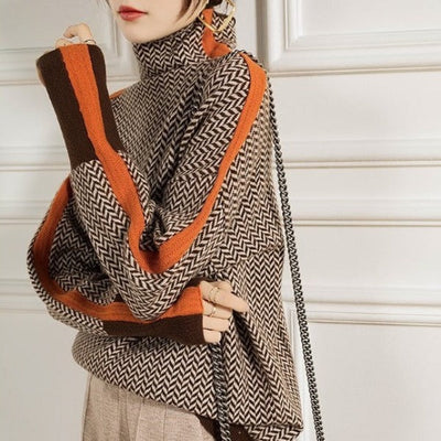 Beatrice - Herringbone Luxe Turtleneck