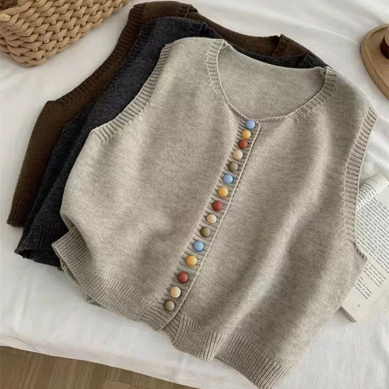PENNY - COLOR-BUTTON KNIT VEST