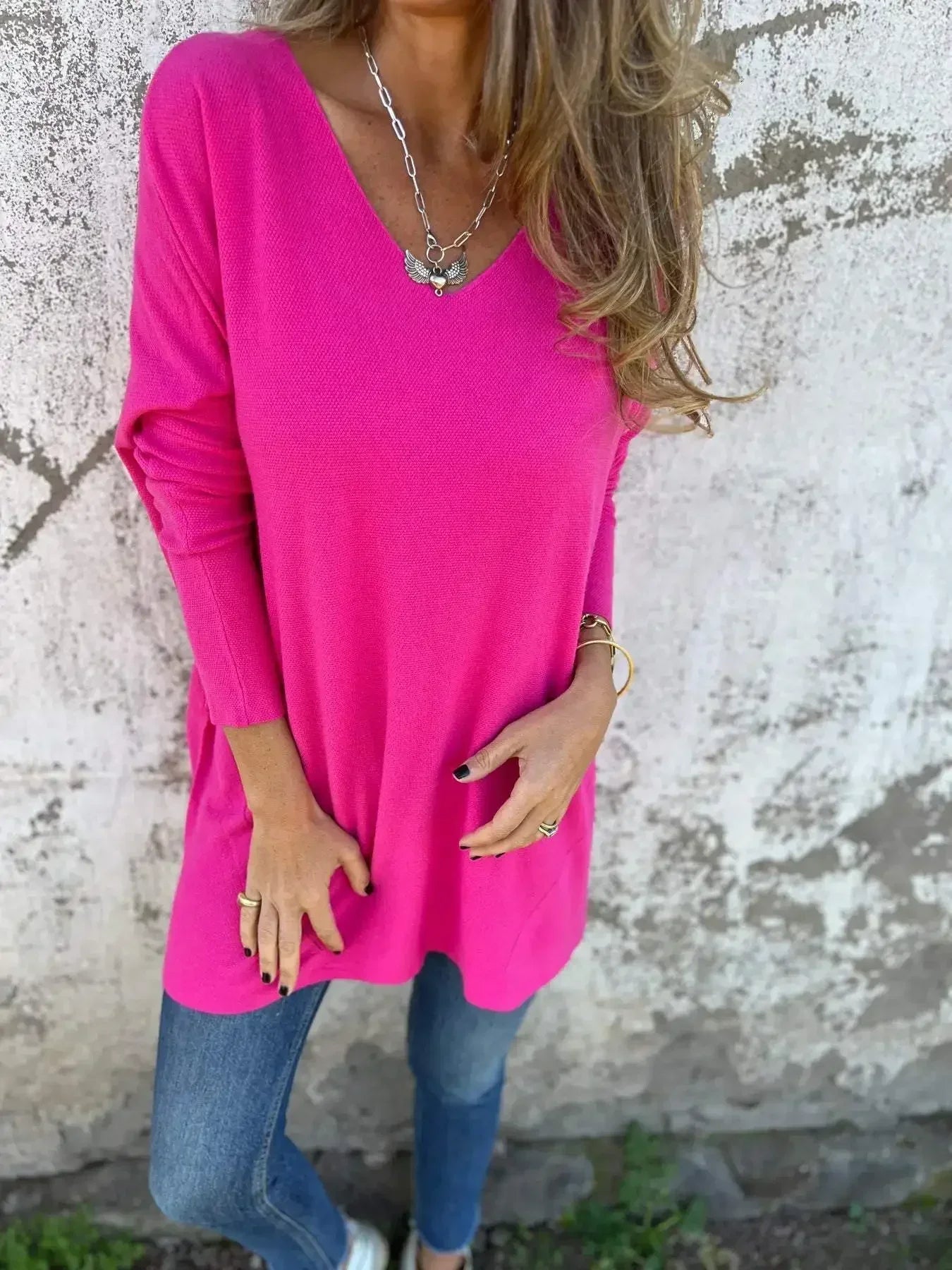 Delilah - Relaxed V Neck Knit Tunic