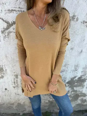 Delilah - Relaxed V Neck Knit Tunic