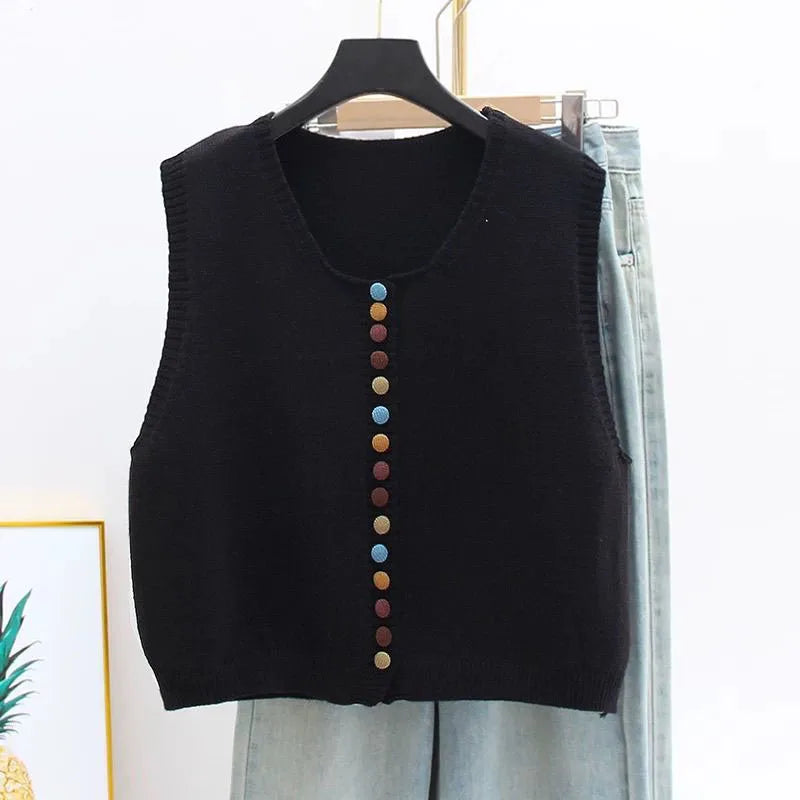 PENNY - COLOR-BUTTON KNIT VEST