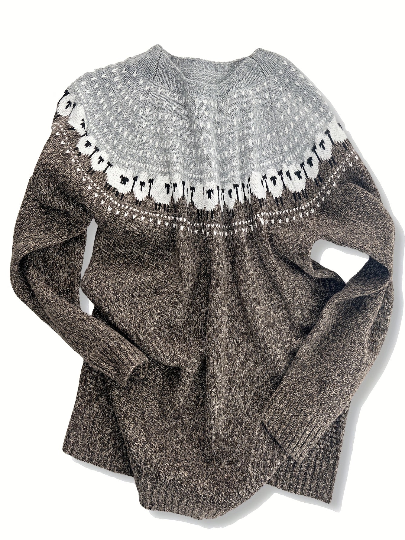 Faith -  Elegant Winter Sweater with Sheep Jacquard Pattern