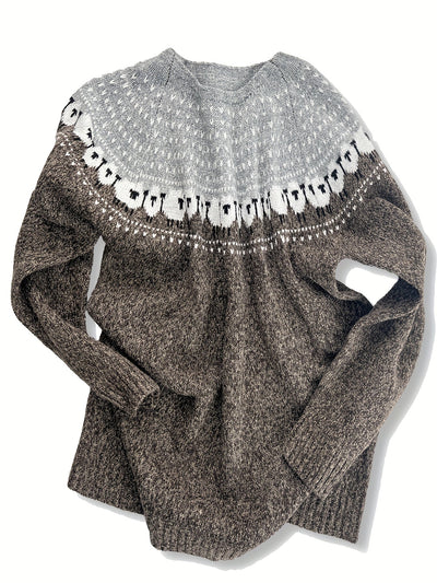 Faith -  Elegant Winter Sweater with Sheep Jacquard Pattern