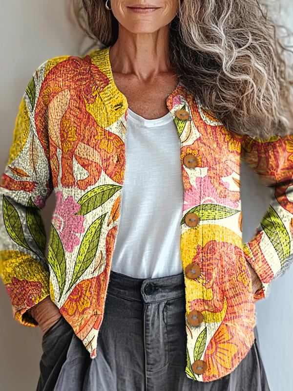 Aaliyah - Lush Tropical Pattern Jacket for a Unique Style