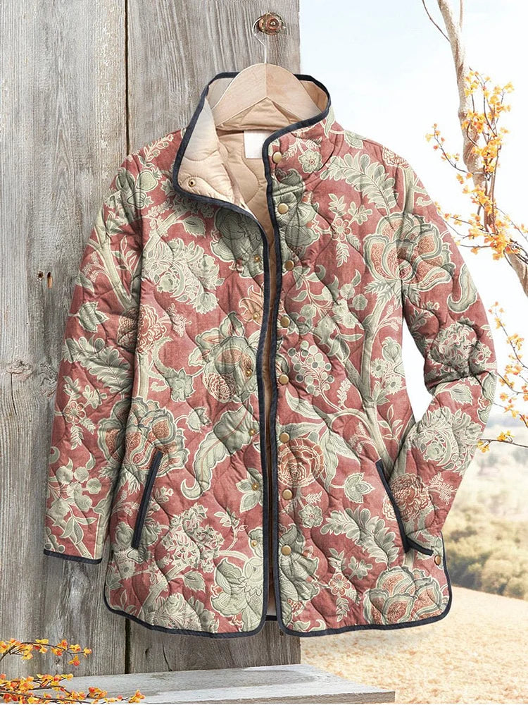 Florence - Women's Casual Quilted Jacket with Vintage Floral Print