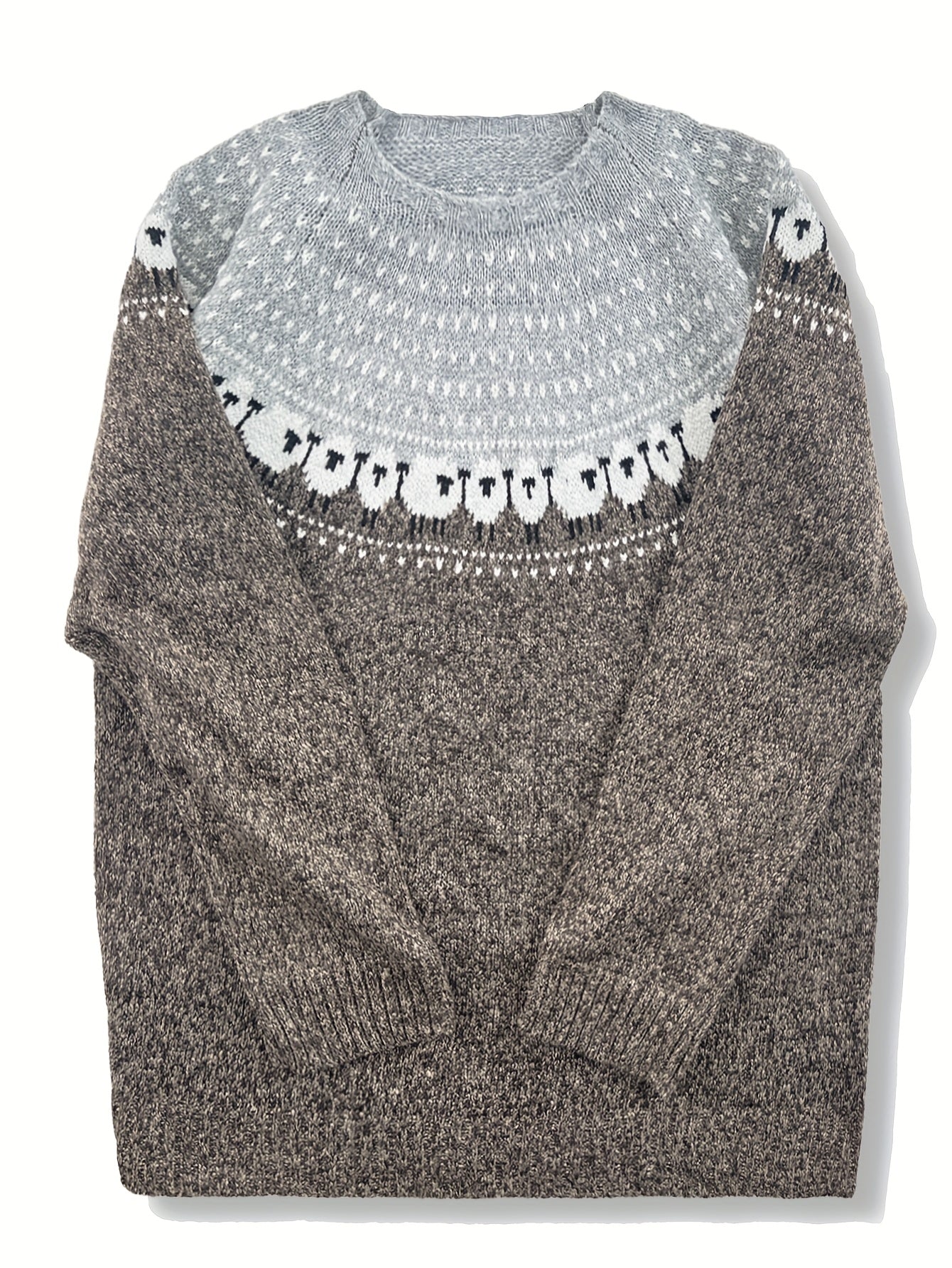 Faith -  Elegant Winter Sweater with Sheep Jacquard Pattern