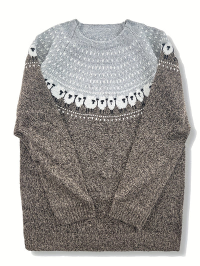 Faith -  Elegant Winter Sweater with Sheep Jacquard Pattern